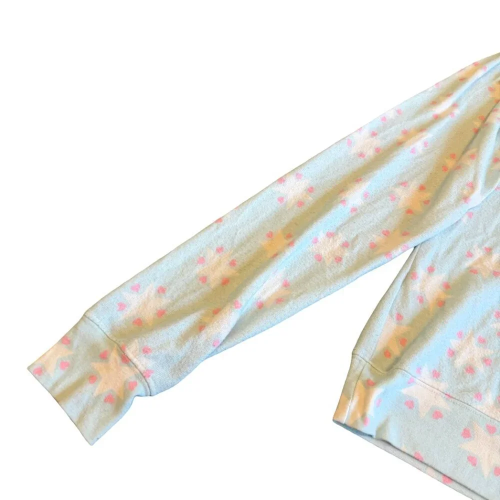 Wildfox Star Print Pullover Sweater Stretchy Pastel Comfy Cozy Size Small Womens